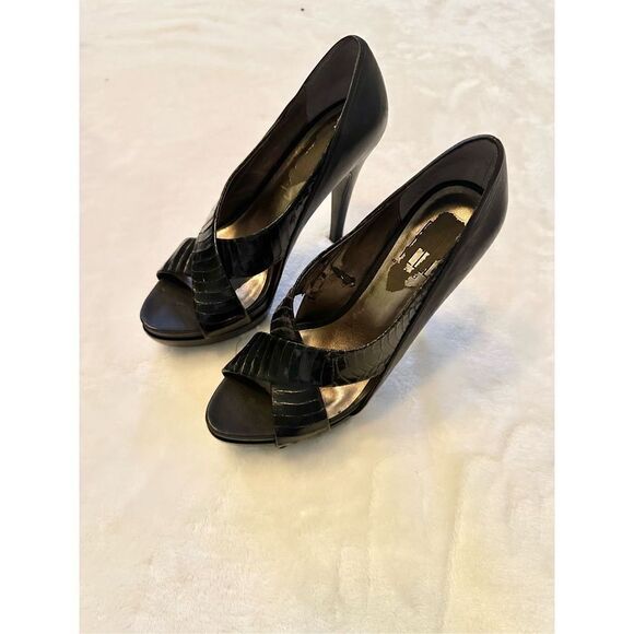 Pelle Moda 6 1/2 black snake skin platform - Picture 1 of 7
